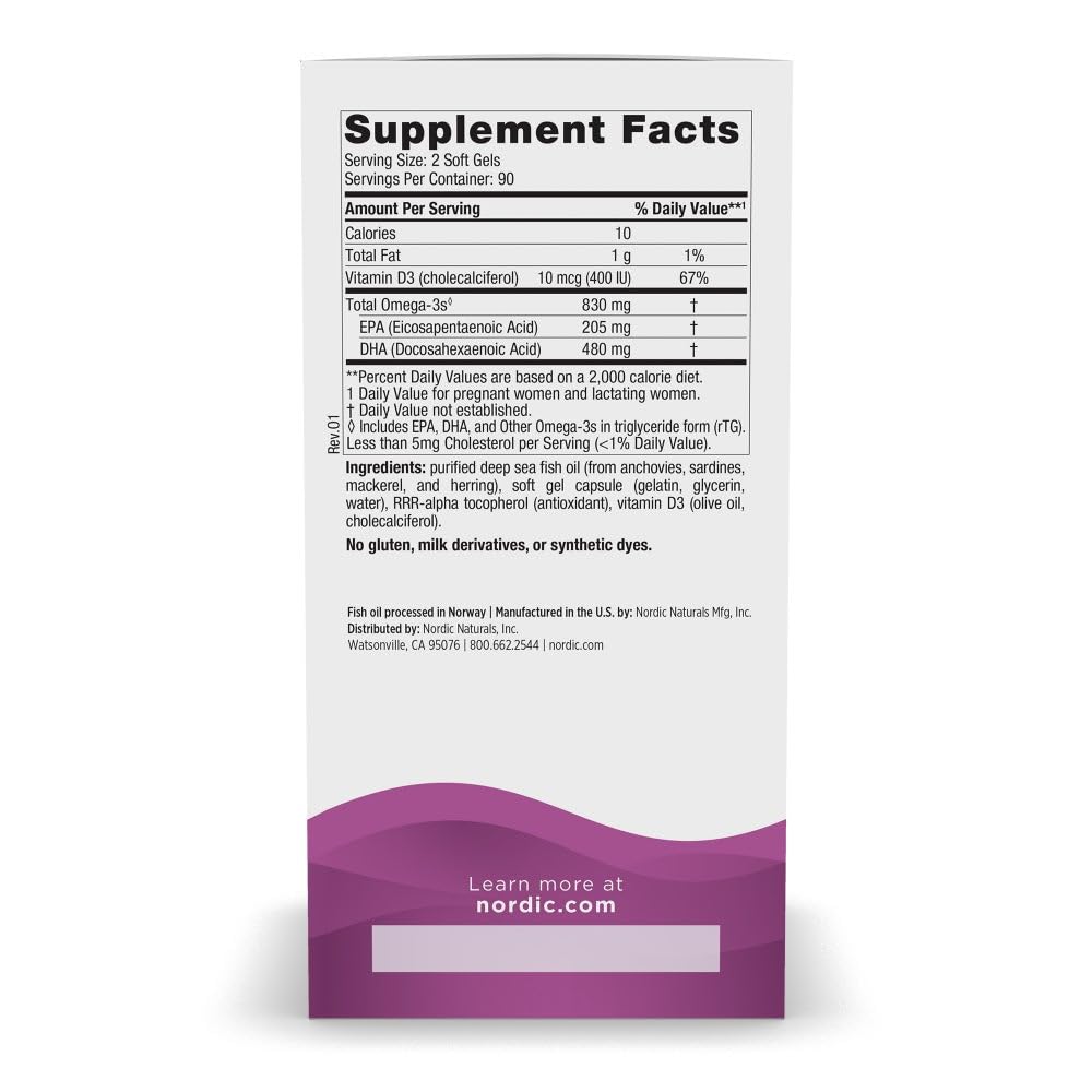 Nordic Naturals Prenatal DHA unflavored bottle side, compact daily supplement for pregnancy.