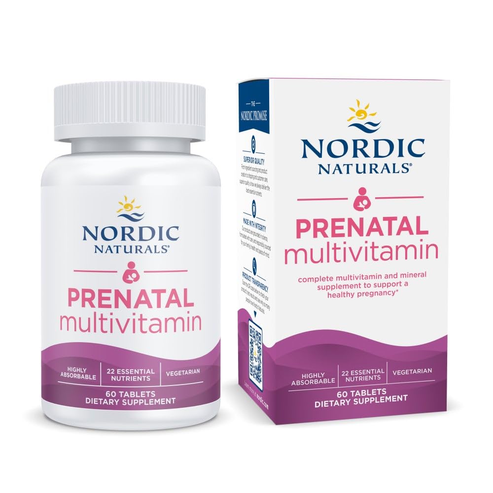 Nordic Naturals Prenatal Multivitamin bottle with easy daily tablets for expectant moms