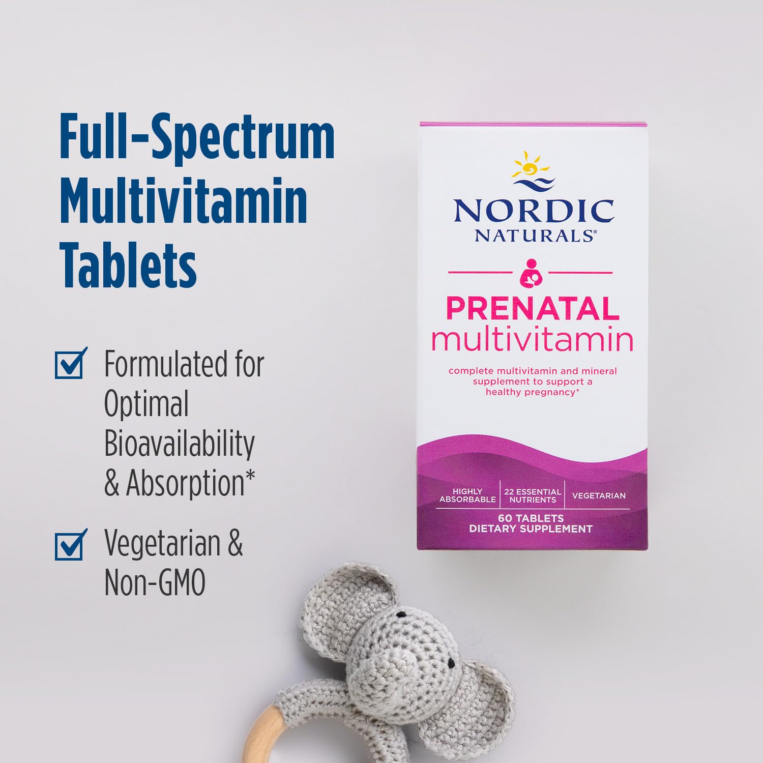 Nordic Naturals Prenatal Multivitamin easy-swallow vegetarian tablets for daily use