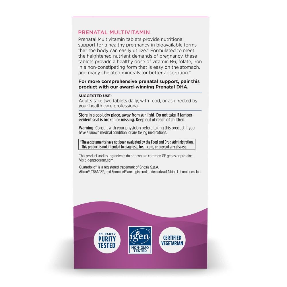 Nordic Naturals Prenatal Multivitamin label showing folate and iron details