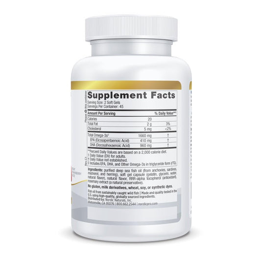 Nordic Naturals ProDHA Xtra Strawberry label close-up shows DHA content.