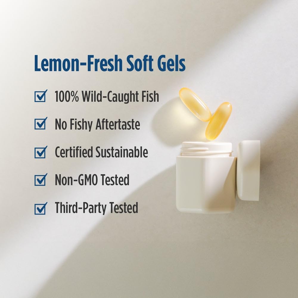 Nordic Naturals ProEFA bottle with glass showcasing lemon-taste daily routine.