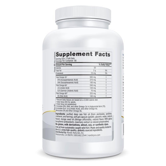 Nordic Naturals ProEFA softgels close-up highlighting lemon flavor for easy consumption.