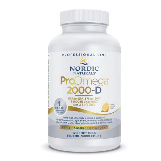 Nordic Naturals ProOmega 2000-D lemon bottle for omega-3 and vitamin D3 support