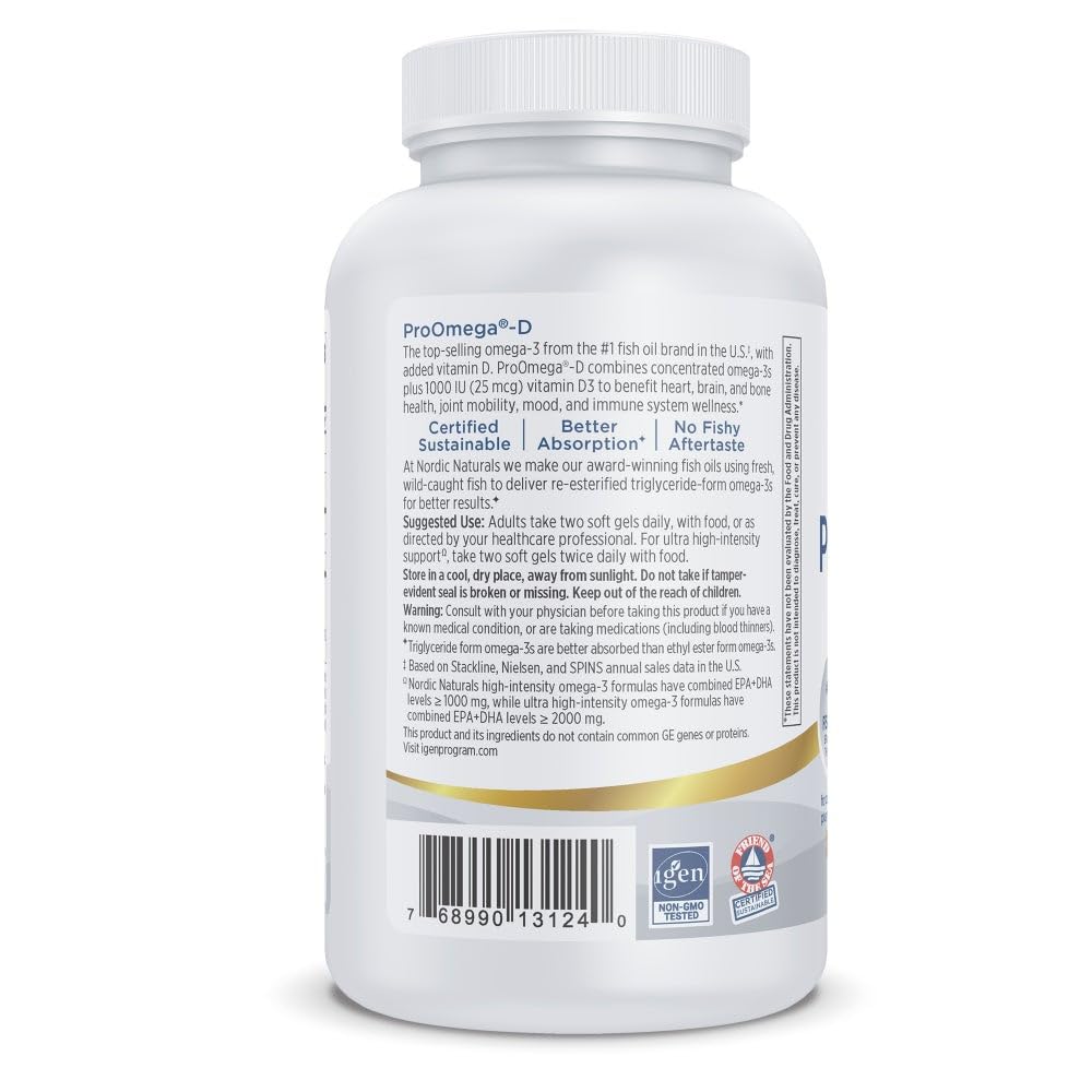 Nordic Naturals ProOmega-D lemon bottle being poured for daily omega-3 and D3 use.