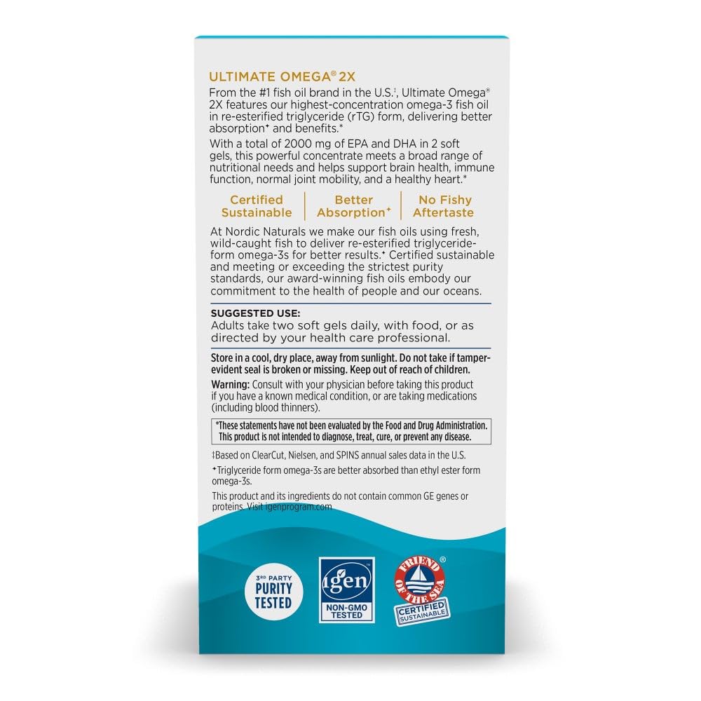 Triglyceride-form omega-3 highlighted in Nordic Naturals Ultimate Omega 2X bottle