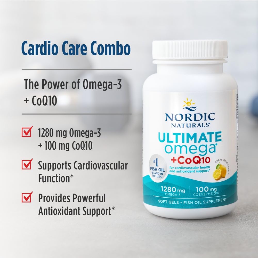 Nordic Naturals Ultimate Omega CoQ10 glossy label glow signals premium quality