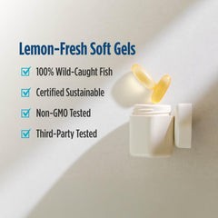 Nordic Naturals Ultimate Omega-D3 lemon glass with gels ready to serve.