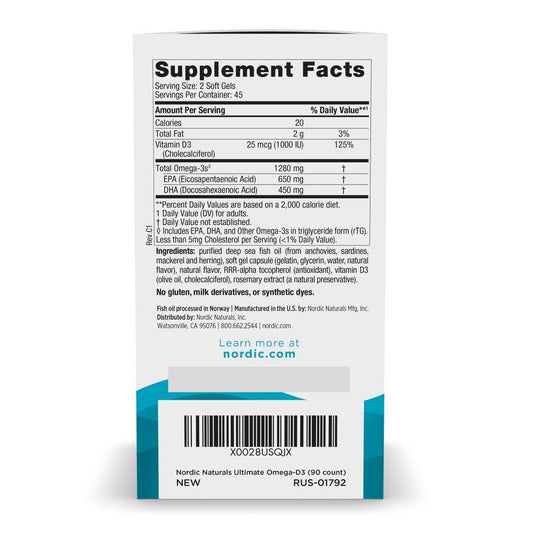 Nordic Naturals Ultimate Omega-D3 lemon soft gels close-up highlights lemon flavor.