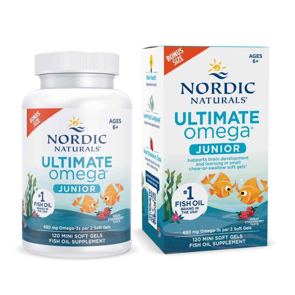 Nordic Naturals Ultimate Omega Jr. bottle front for kid-friendly omega-3
