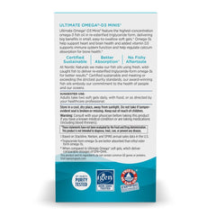 Nordic Naturals Ultimate Omega Mini D3 lemon label, high-concentration omega-3 with added vitamin D3