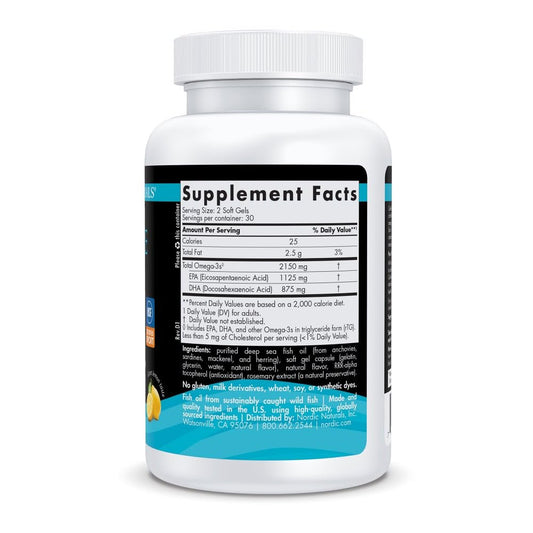 Close-up of lemon flavored soft gels from Nordic Naturals Ultimate Omega Sport 2X
