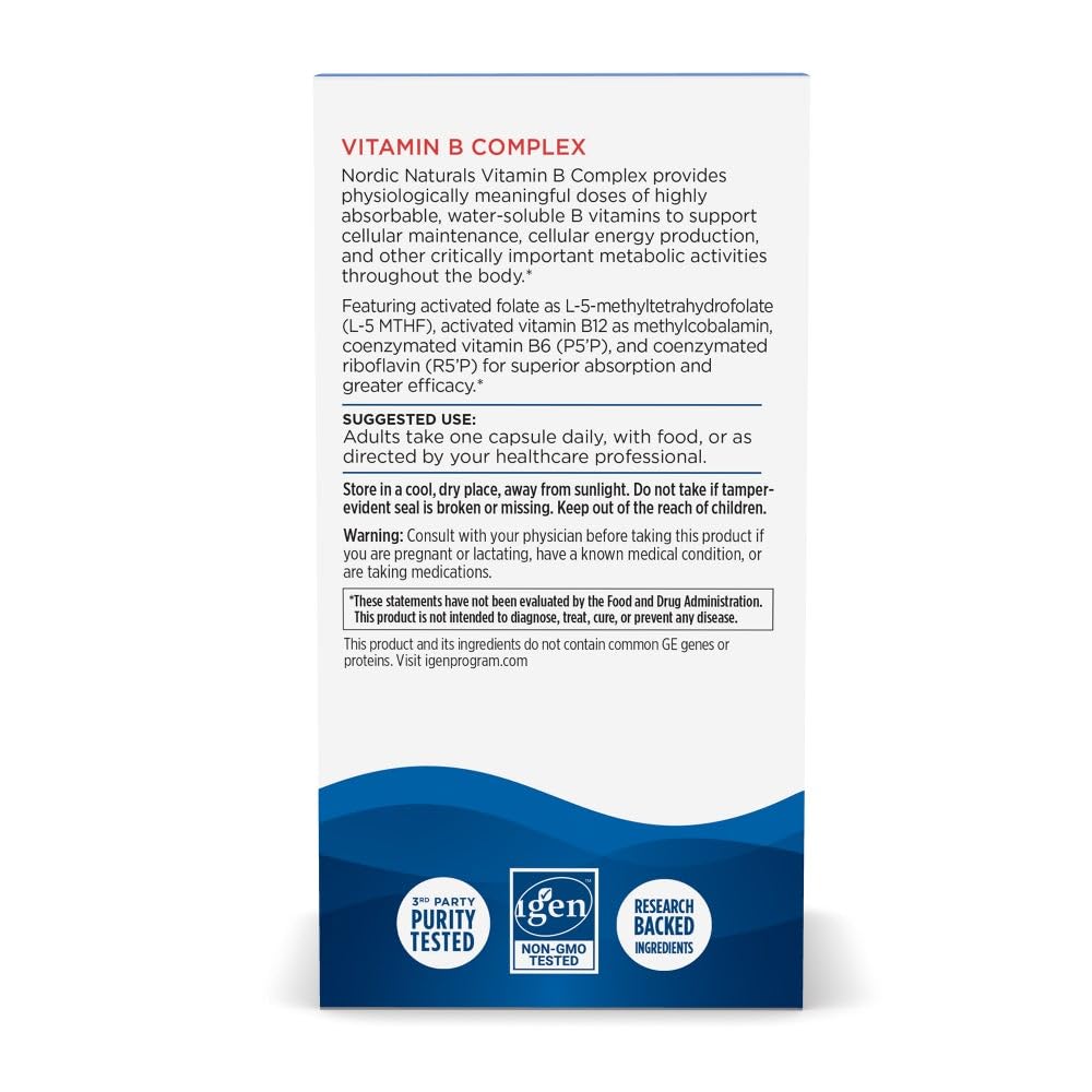 Nordic Naturals Vitamin B Complex vegan capsules ready for daily use