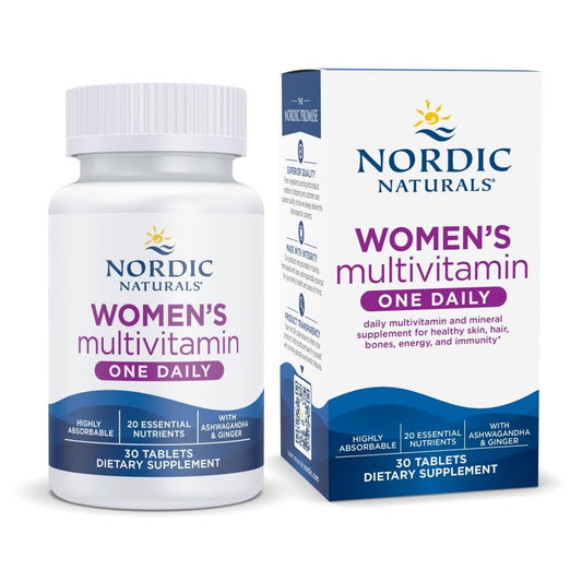 Nordic Naturals Women’s Multivitamin One Daily bottle for daily micronutrient support.