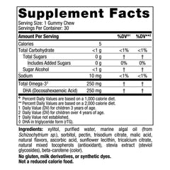 Nordic Naturals Zero Sugar Kids DHA gummies, tasty passion fruit lemon flavor kids love, supports brain development.