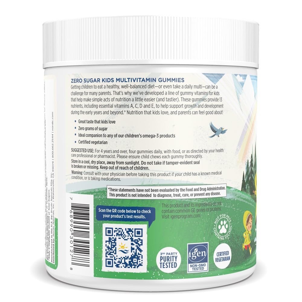 Orange lemon flavor label on Nordic Naturals Kids Multi Gummies package