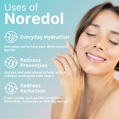 Noredol fragrance-free label highlighting gentle, non-irritating formula.