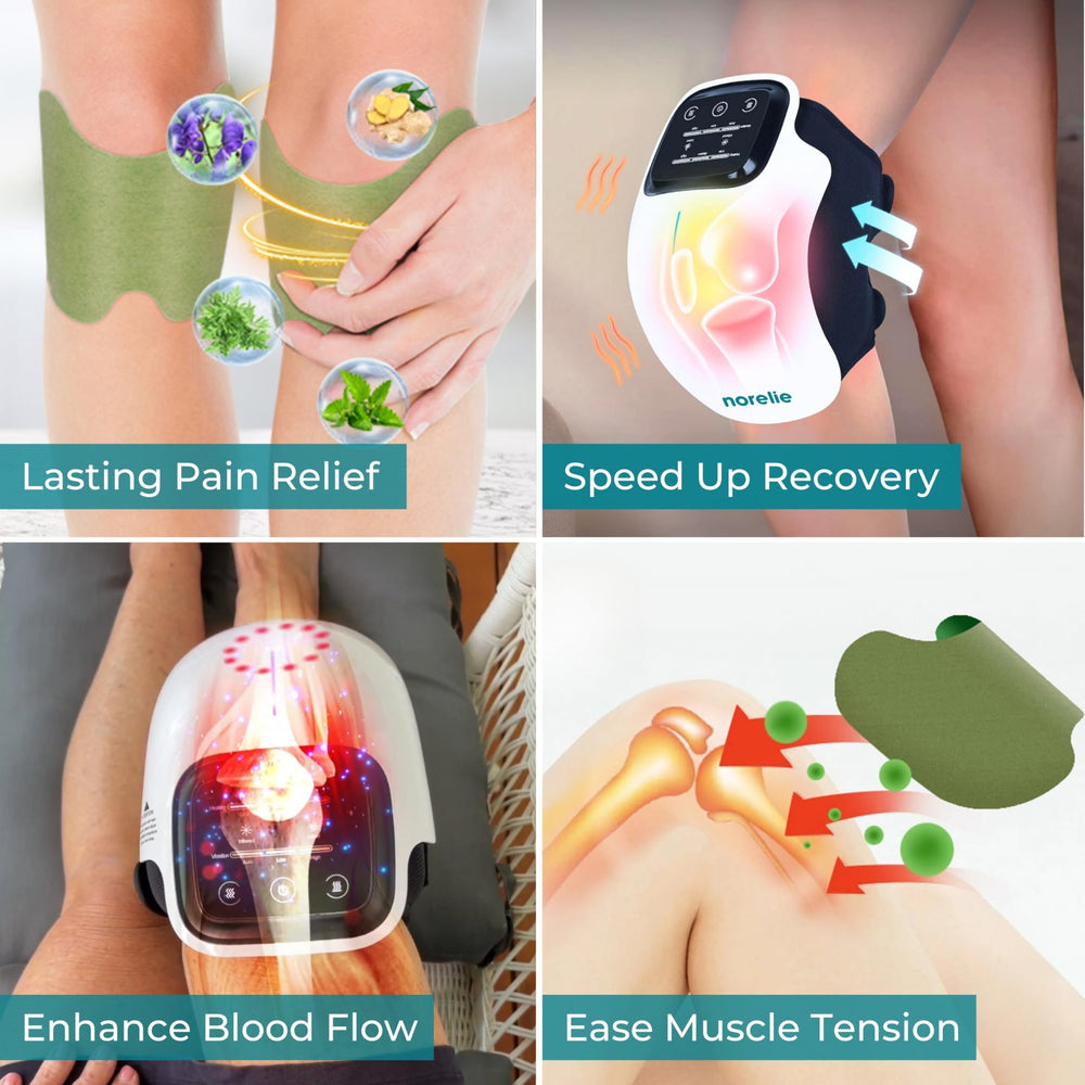 Bundle packaging showcasing travel-friendly knee wellness kit.
