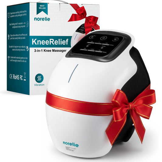 Norelie KneeRelief 3-in-1 knee-massager ready for use, offering all-in-one relief.
