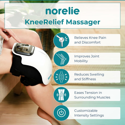 Norelie KneeRelief cordless design enables hands-free, targeted knee care anywhere.