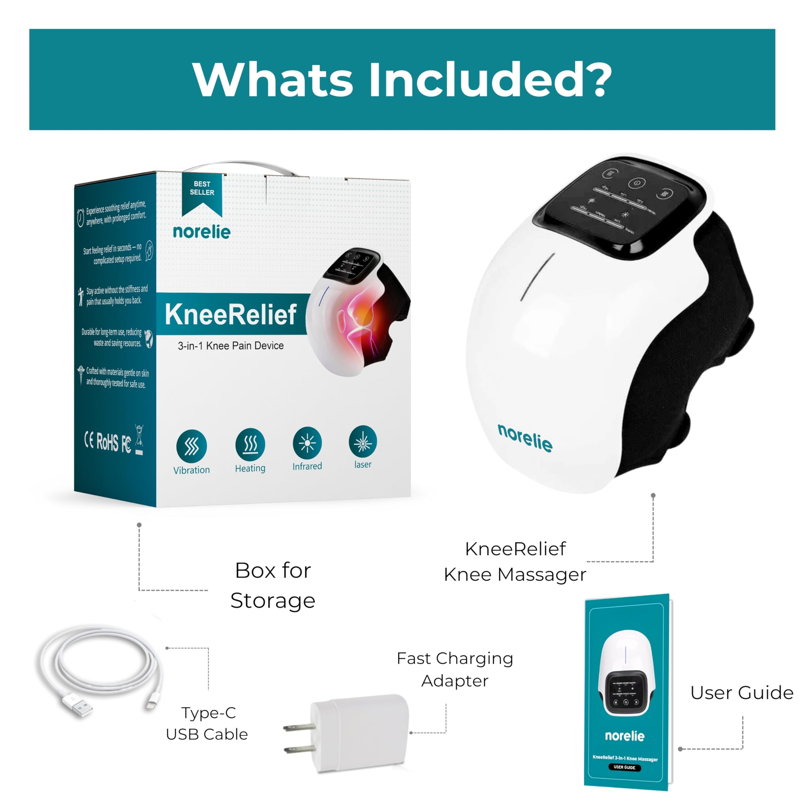 Norelie KneeRelief ergonomic shell stays in place for relaxed sessions.