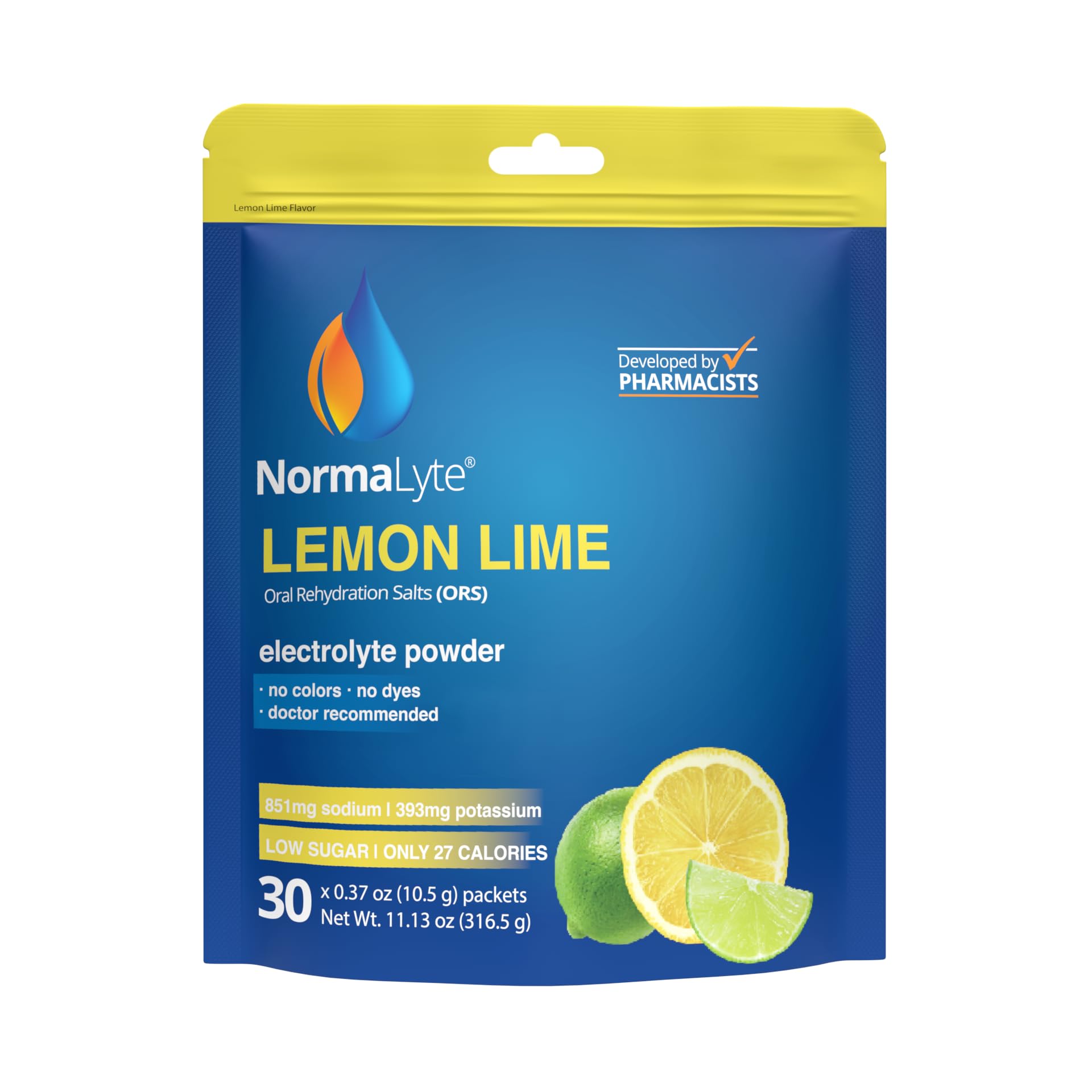 NormaLyte Lemon Lime packets front view for on-the-go hydration support.