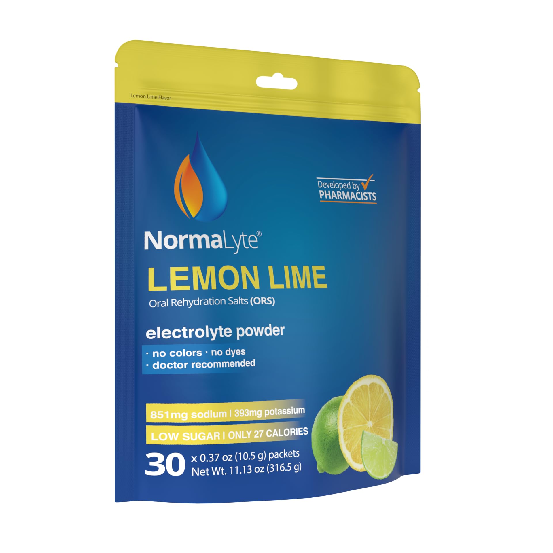 NormaLyte Lemon Lime travel-pack packets ready for gym or travel.