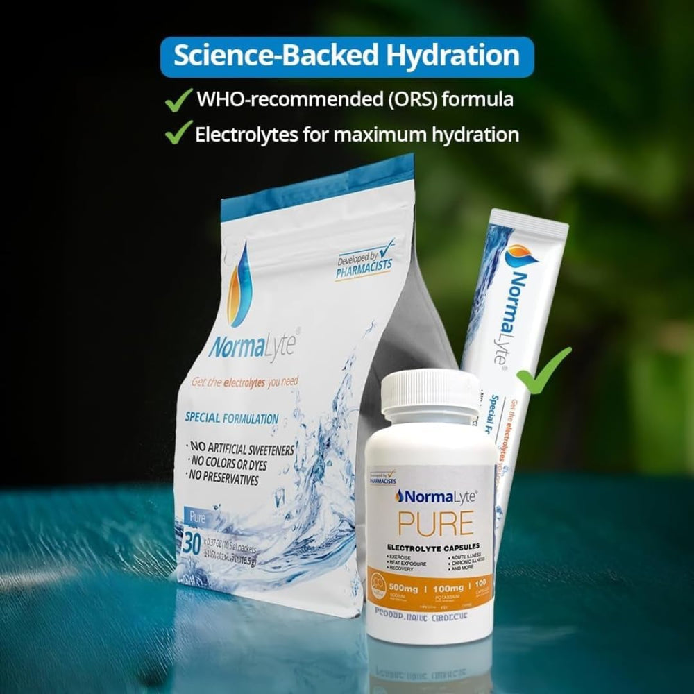 NormaLyte Pure packet dissolving demonstrating quick absorption for hydration