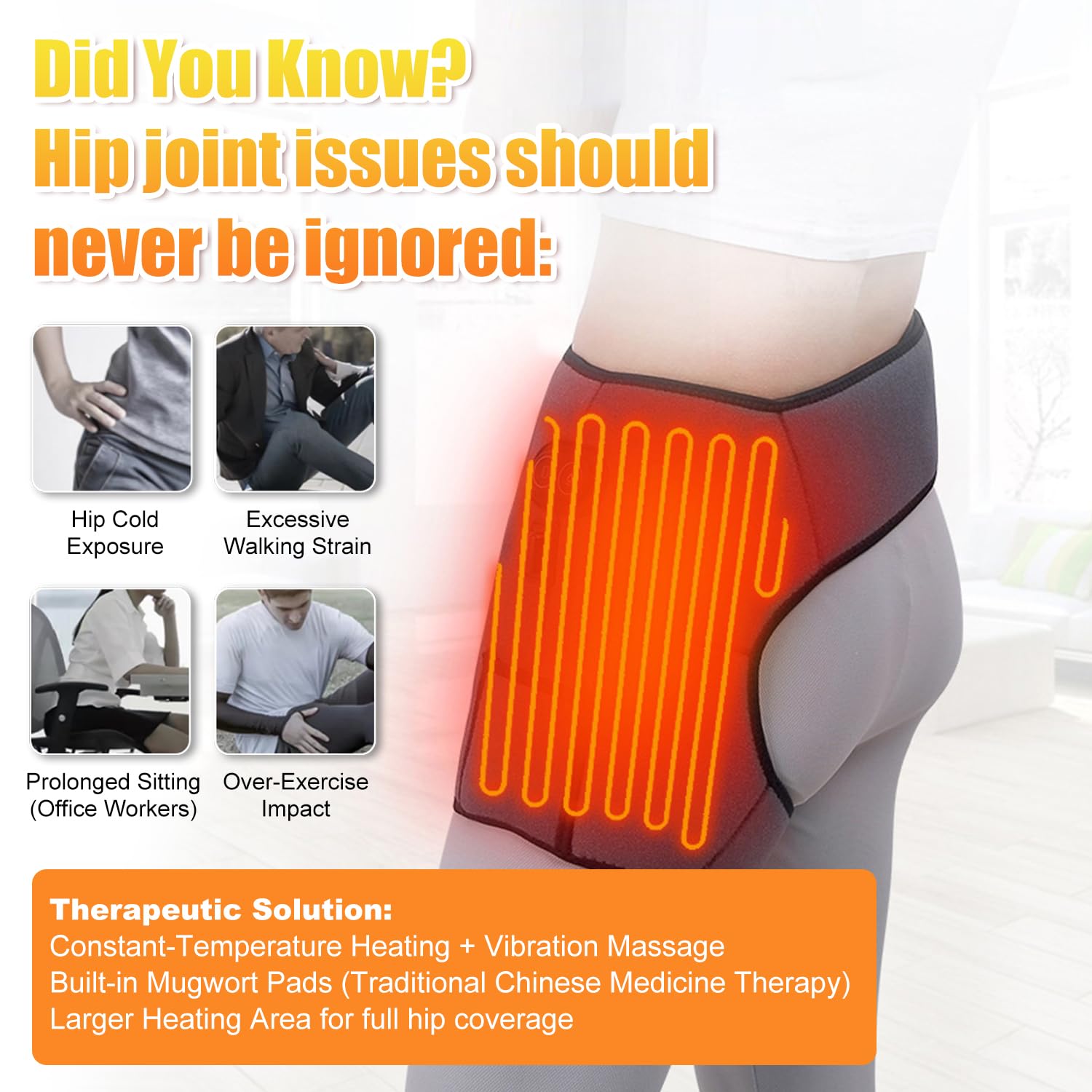Normia Rita hip wrap controls show adjustable heat settings.