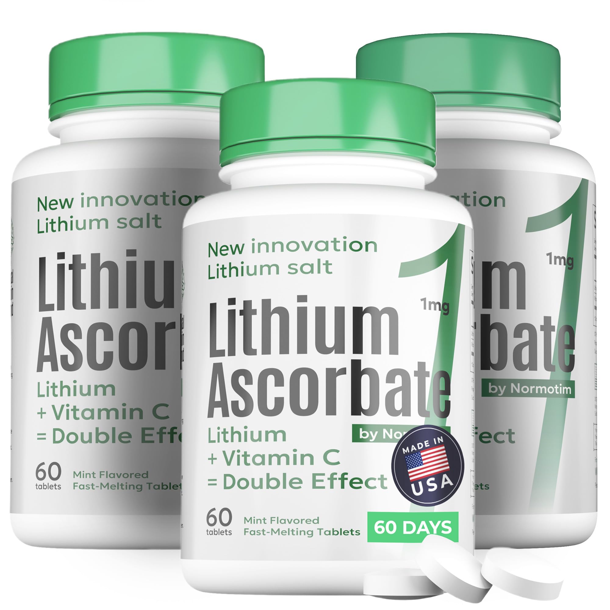 Normotim lithium-ascorbate bottle for daily brain support and focus