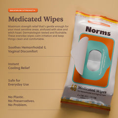 Norms fragrance-free and dye-free wipes, gentle daily care for sensitive skin.