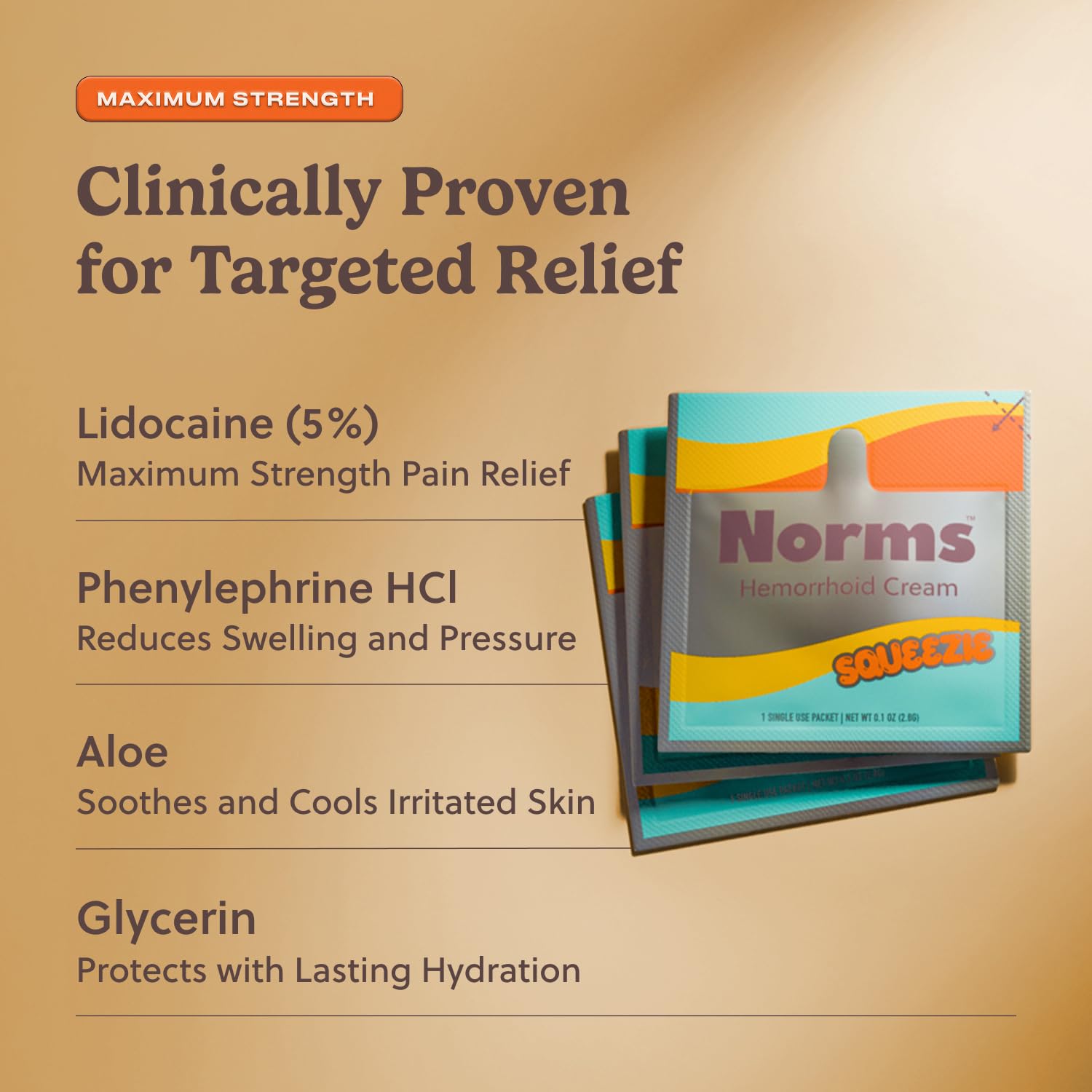 Norms Squeezies with phenylephrine imagery focused on swelling relief