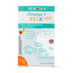 NORSAN Fisk Premium Omega-3 Kids Gummies bottle for easy daily omega-3 intake.