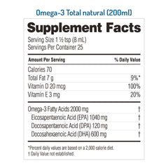 NORSAN Omega-3 Total liquid poured into a dosing spoon for easy daily use.