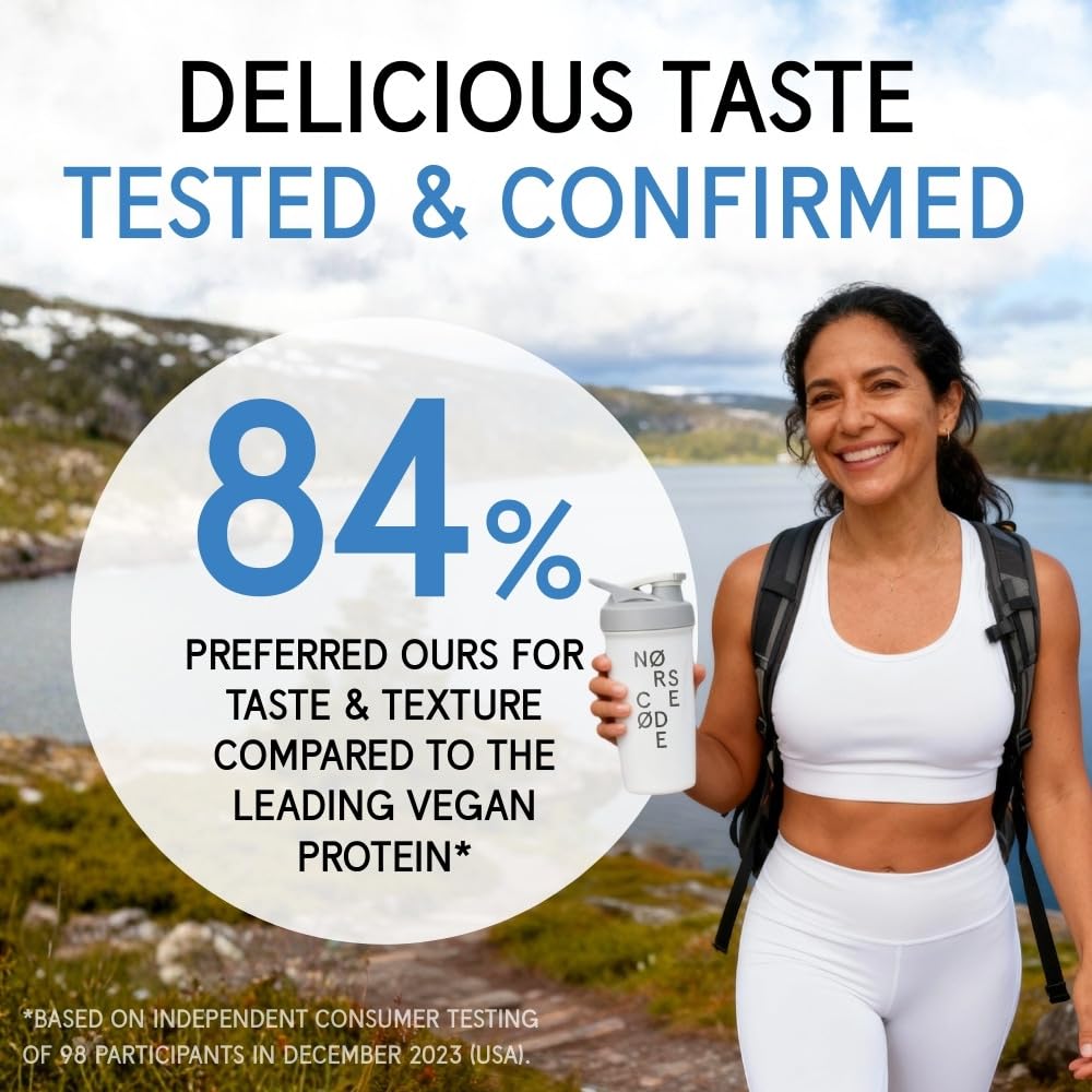 NØRSE CØDE vanilla plant-based barley protein powder scoop for precise serving.