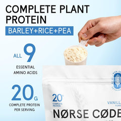 NØRSE CØDE vanilla vegan shake in glass shows creamy texture.