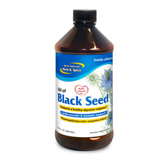 North American Herb & Spice Black Seed Oil bottle 16oz ready for daily use, suggesting versatility