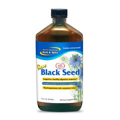 North American Herb & Spice Black Seed Oil bottle showing premium Mediterranean sourcing for daily use
