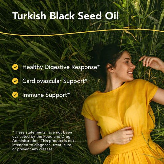 North American Herb & Spice black seed oil label P73 close-up.