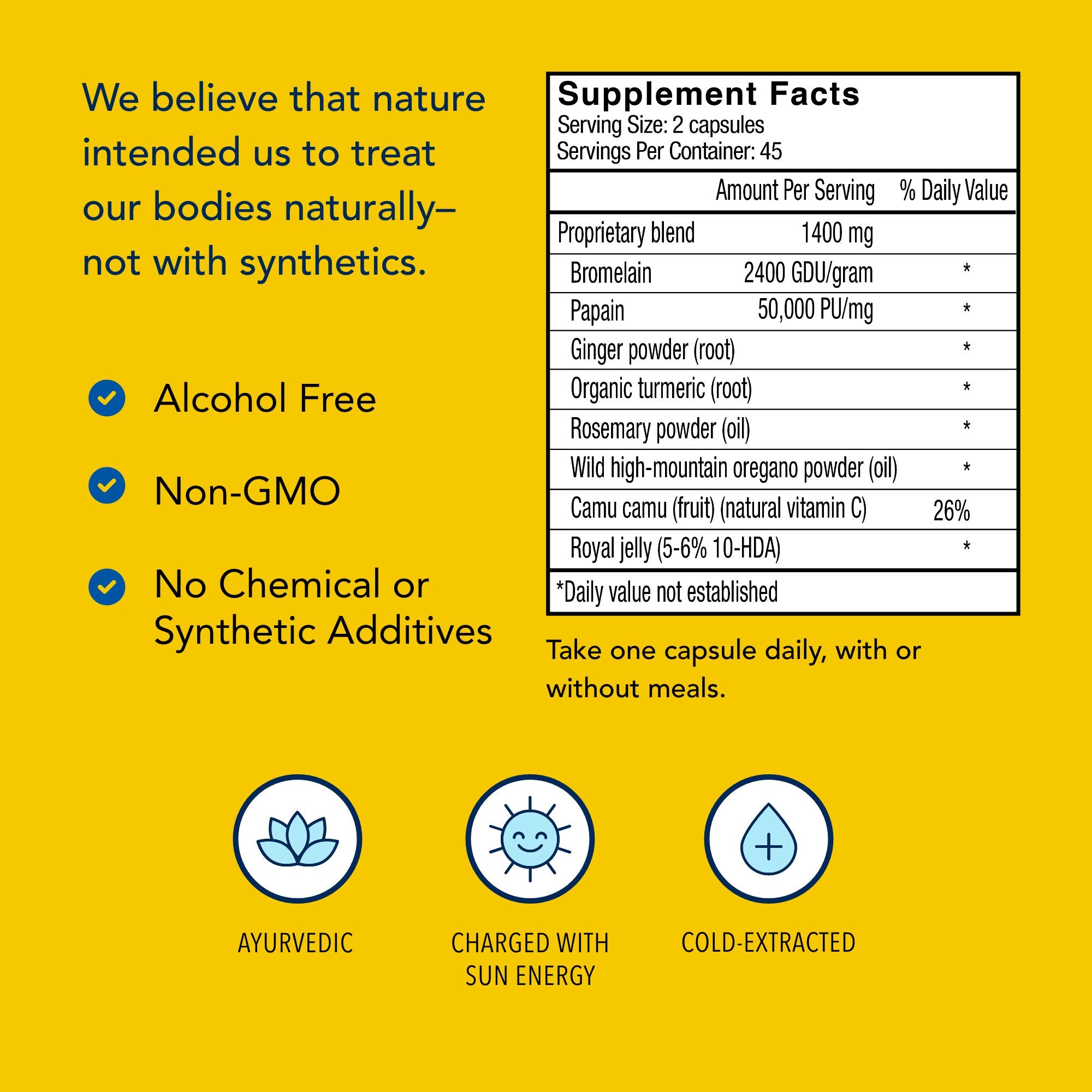 Bromelain and papain blend label emphasizing enzyme support in Inflam-eeZ