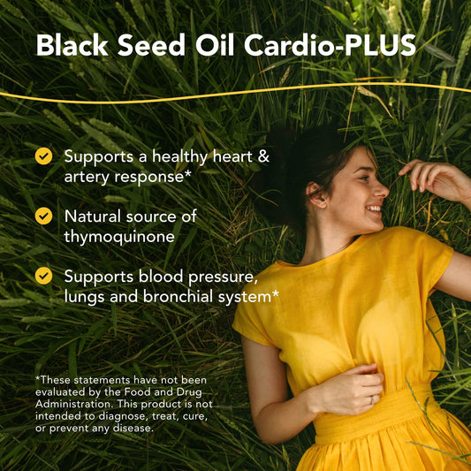 Cardio-Plus label close-up highlighting triple-action formula and whole-food ingredients.