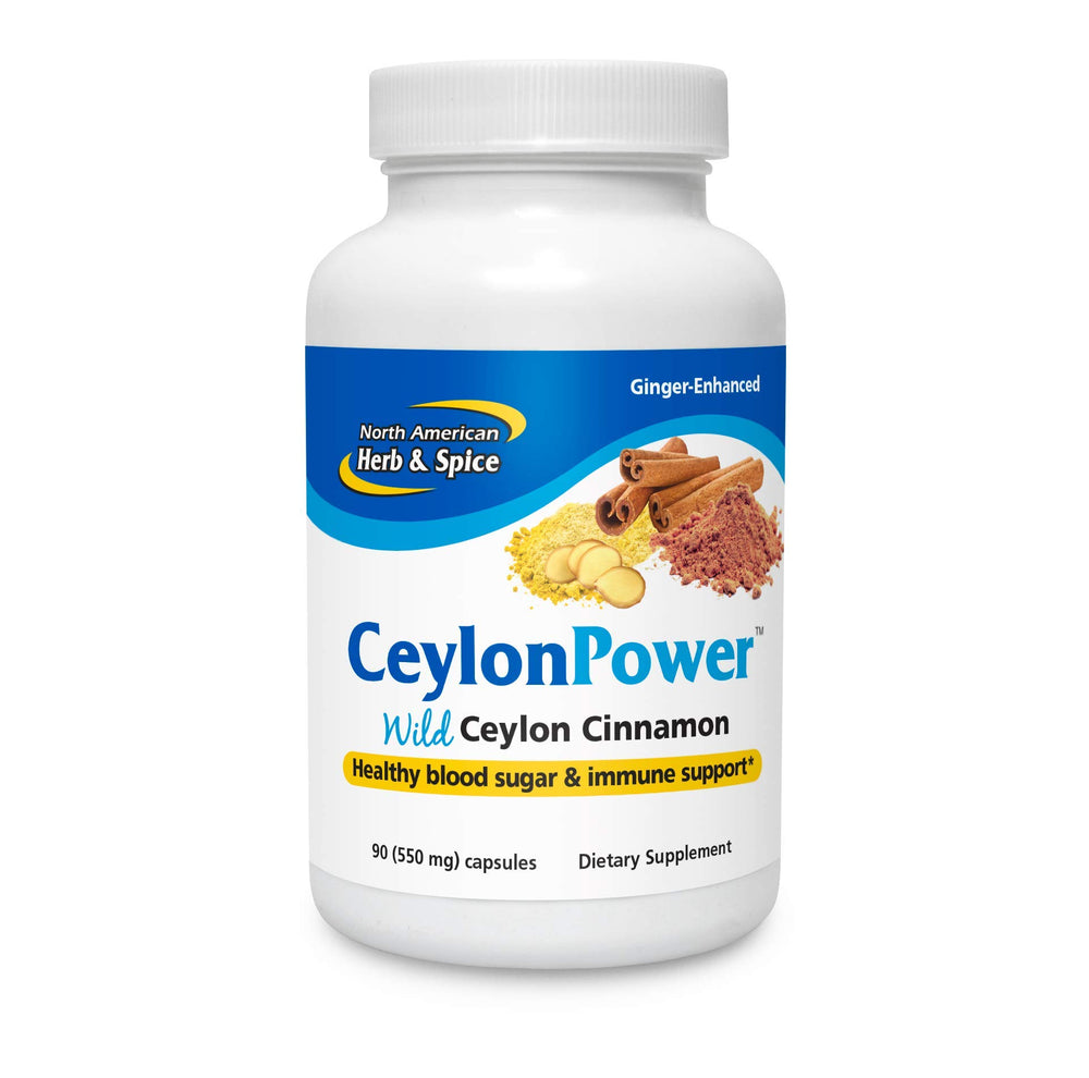 North American Herb & Spice CeylonPower bottle with capsules for daily vitality.