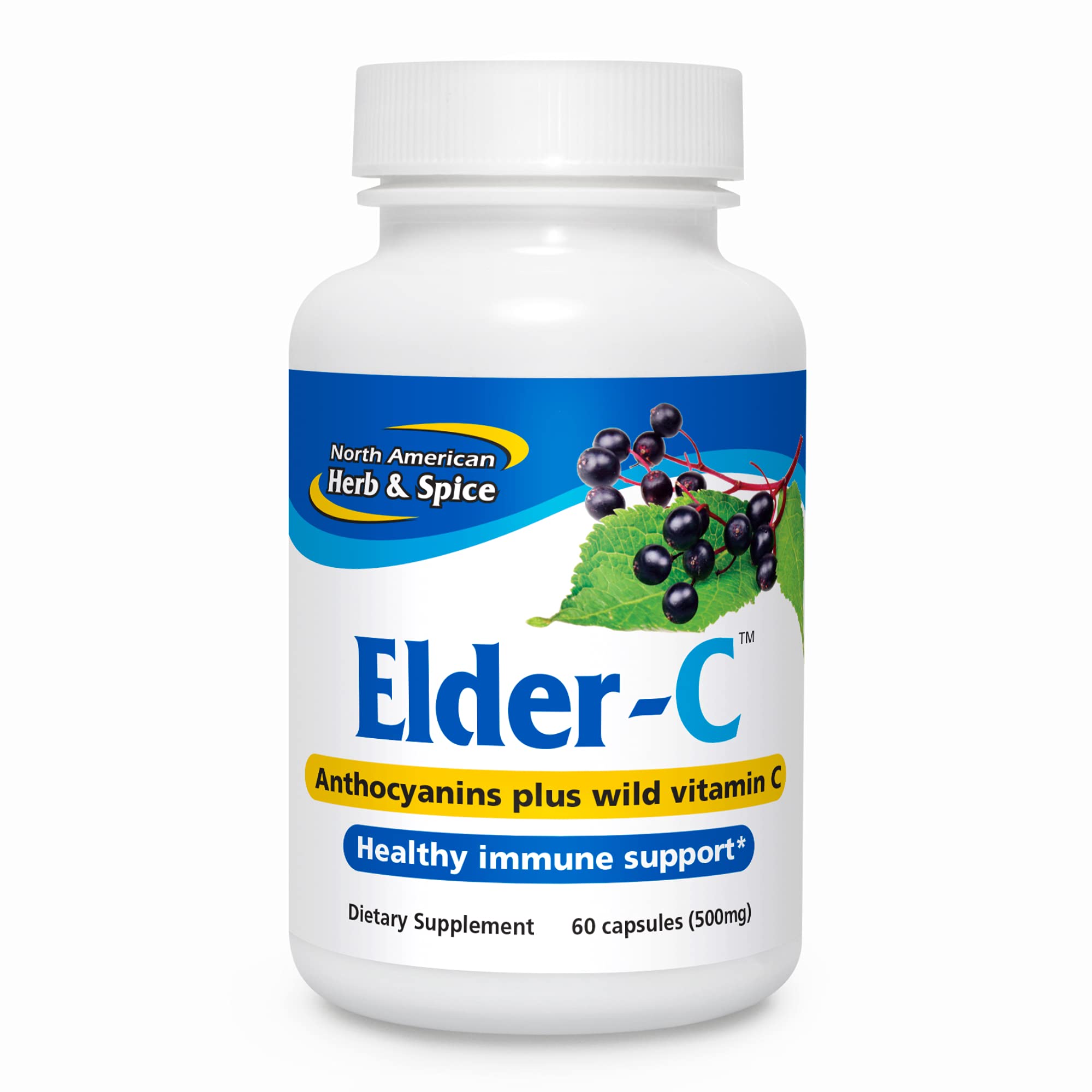 NORTH AMERICAN HERB & SPICE Elder-C bottle label emphasizing immune support potential