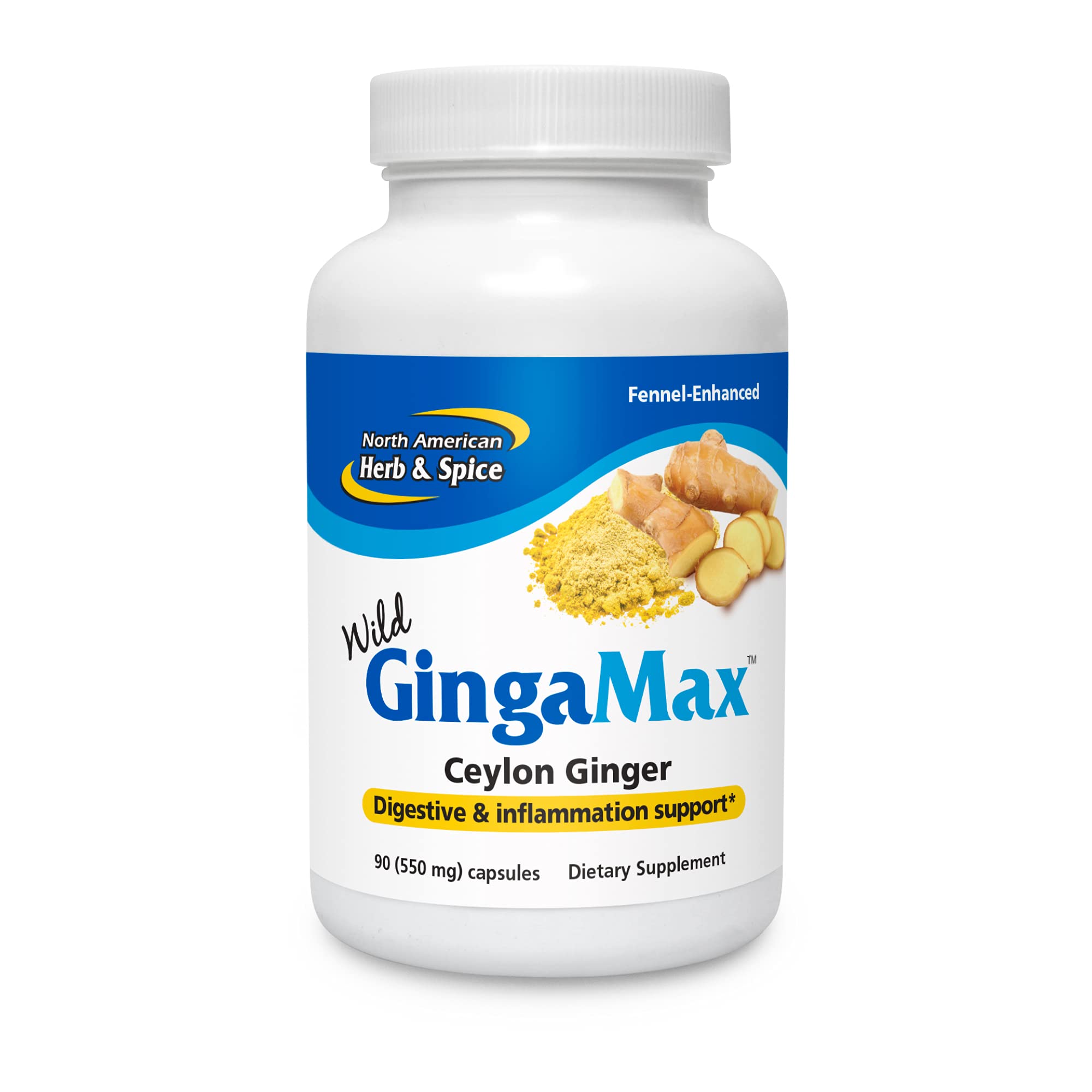 North American Herb & Spice GingaMax bottle front for digestive support.
