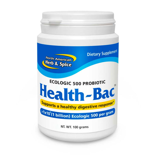 Health-Bac bottle with Ecologic 500 for daily digestive support.