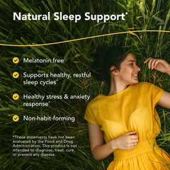 Herbal-zzZs bottle with chamomile and hops for melatonin-free sleep support.