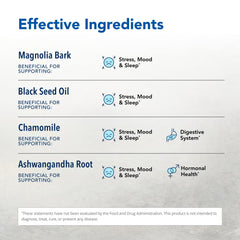 Herbal-zzZs bottle highlights magnolia bark for gentle evening relaxation.