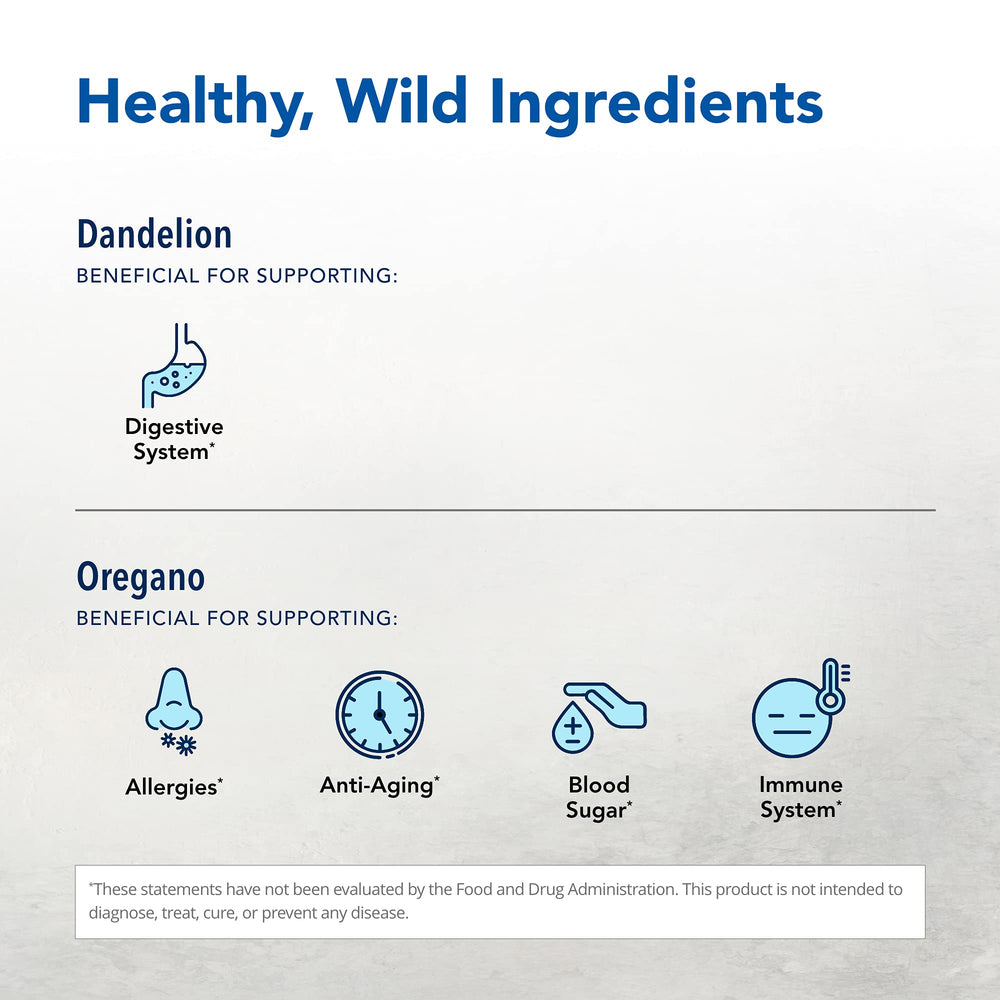 LivaClenz ingredient powders including oregano, rosemary, and turmeric in a balanced mix