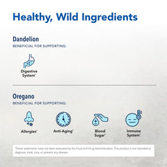 LivaClenz ingredient powders including oregano, rosemary, and turmeric in a balanced mix