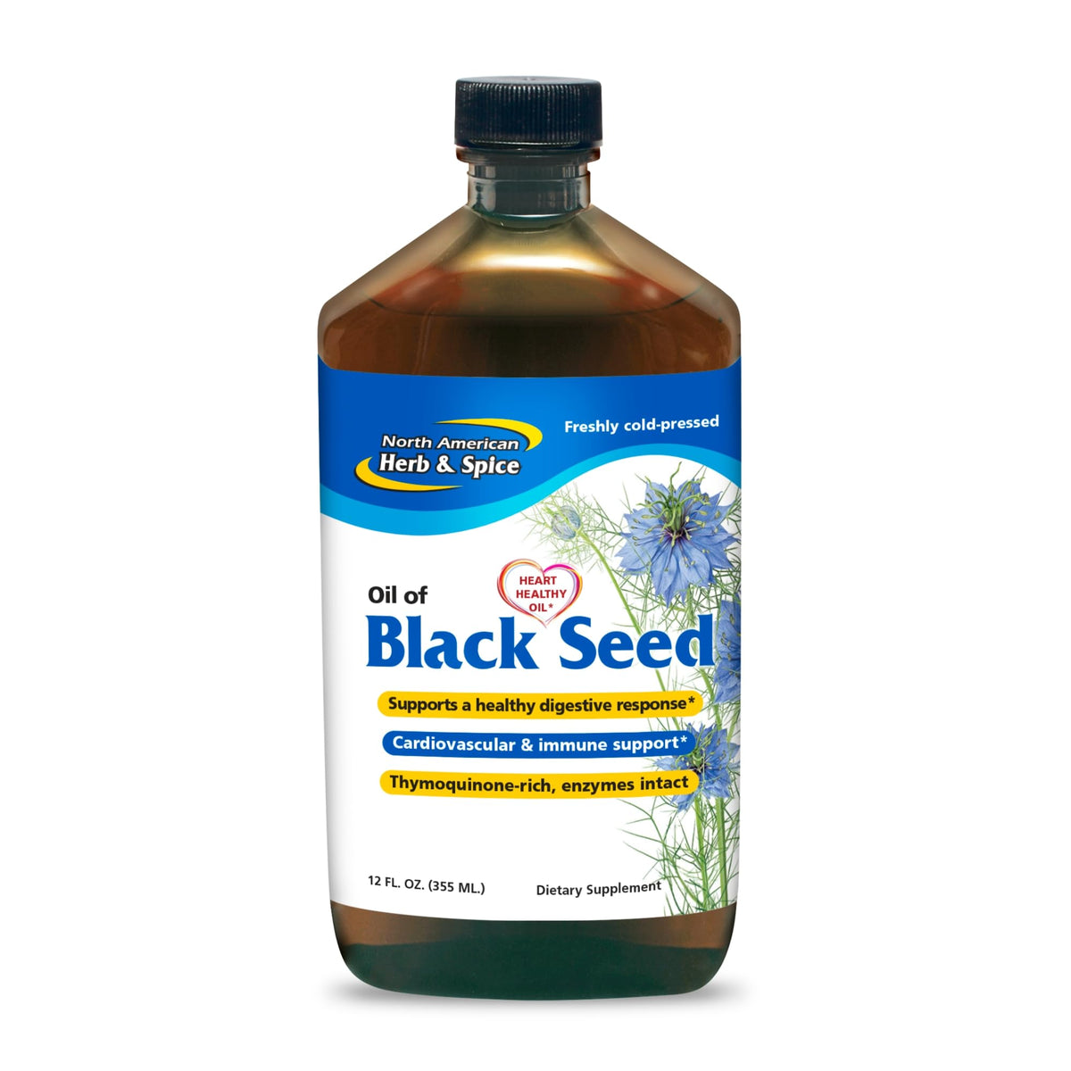 North American Herb & Spice Oil of Black Seed bottle with a rich aroma for daily use.